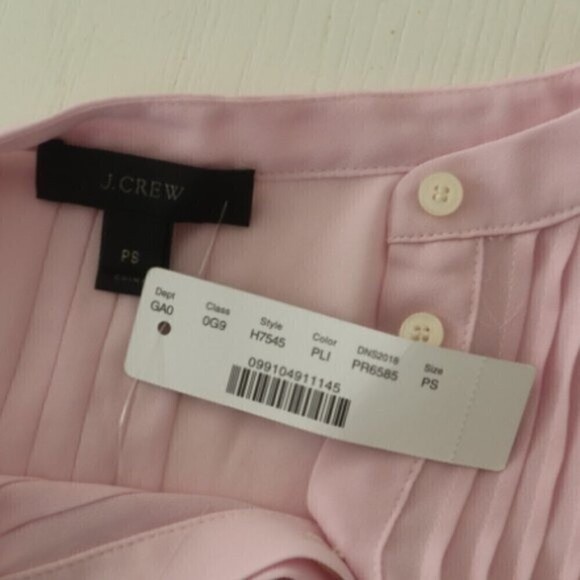 J Crew Women Size S Petite Pink Pleated Pintuck Sheer Chiffon Blouse NEW Top Tie - Picture 3 of 16